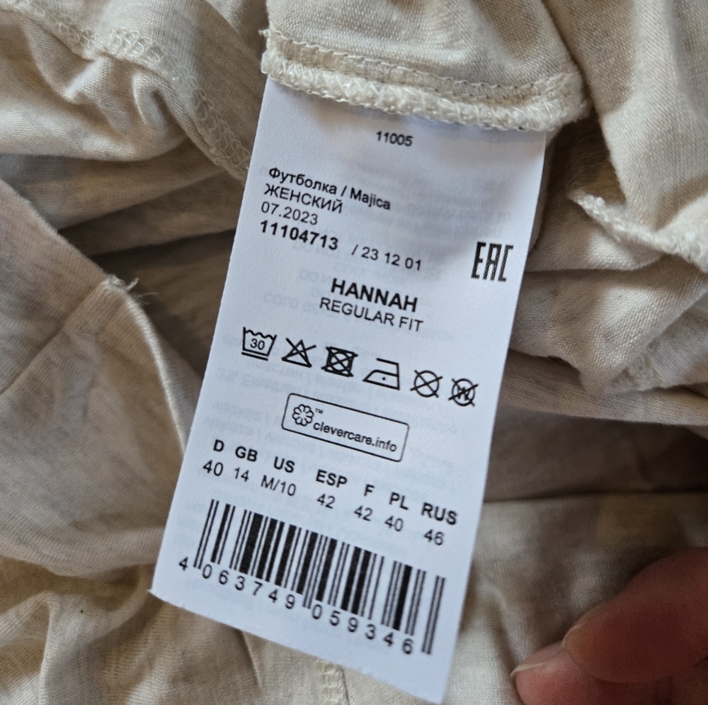 Olsen | Snake Print Long Sleeve Top | Neutral Beige, Size M - Picture 6 of 8